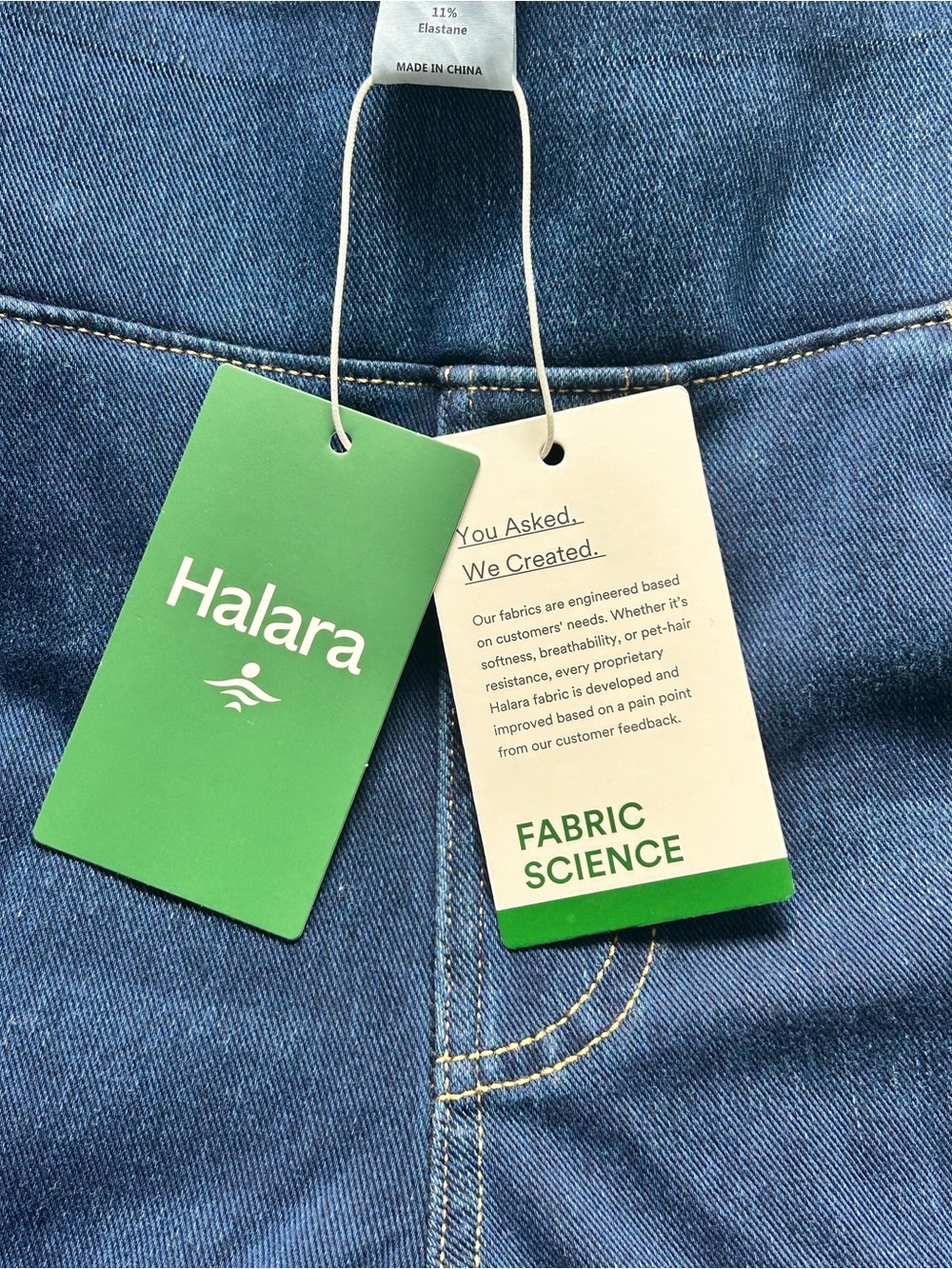 HALARA Denim Jeans in Medium Blue, Pull on, Skinny